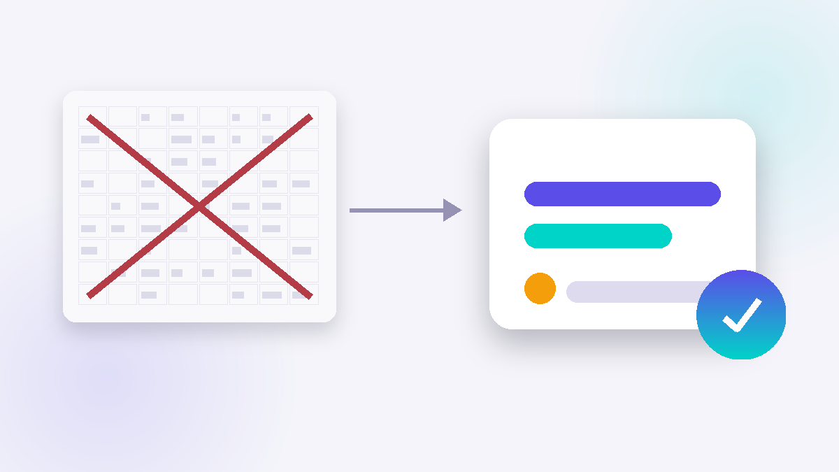 A simple notepad with a few handwritten lines and a checkmark, instead of a dense spreadsheet grid